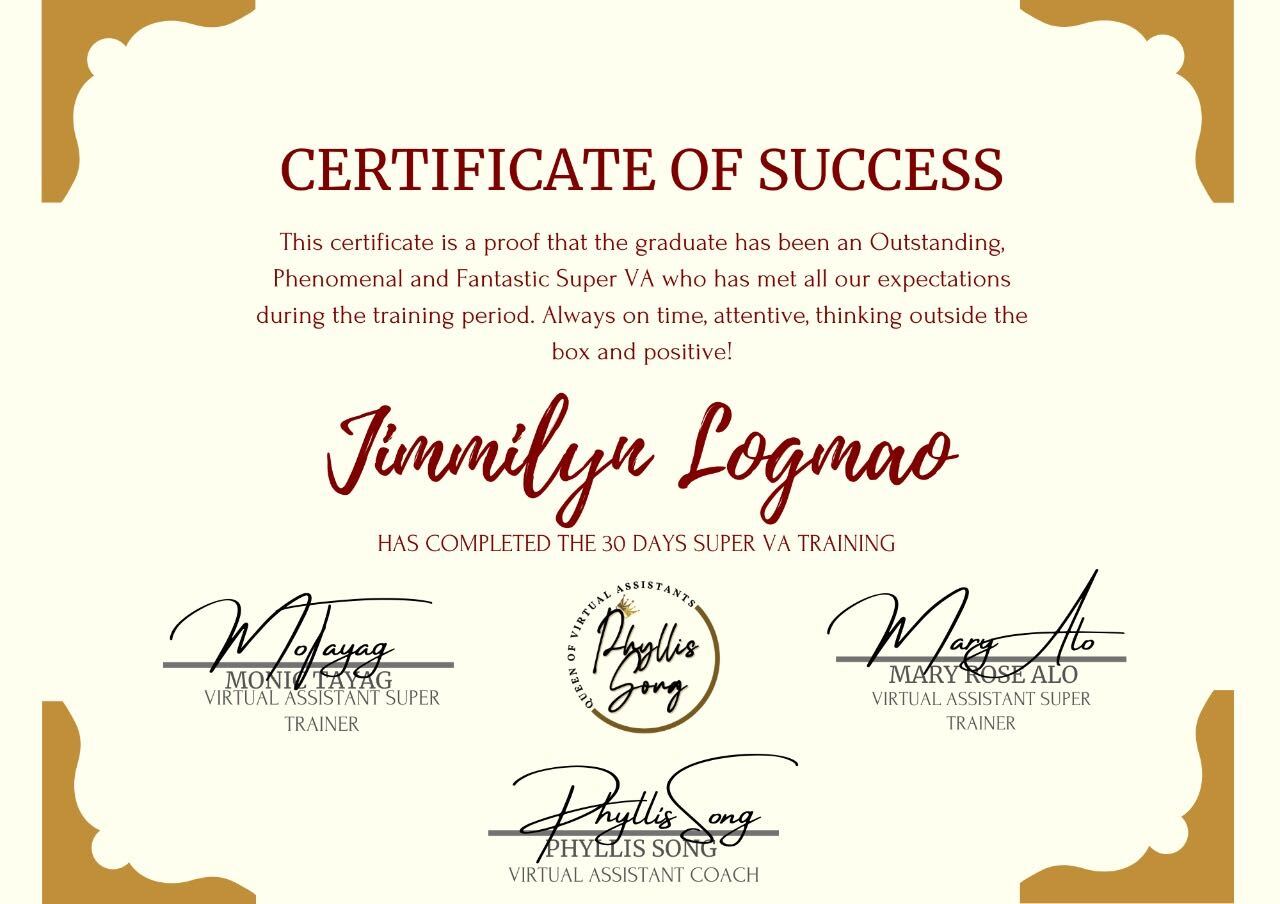 Certificate of Success ( Super VA)